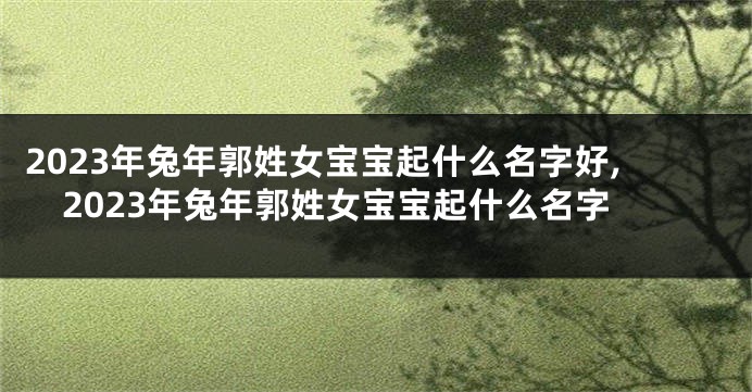2023年兔年郭姓女宝宝起什么名字好,2023年兔年郭姓女宝宝起什么名字