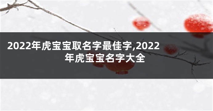 2022年虎宝宝取名字最佳字,2022年虎宝宝名字大全
