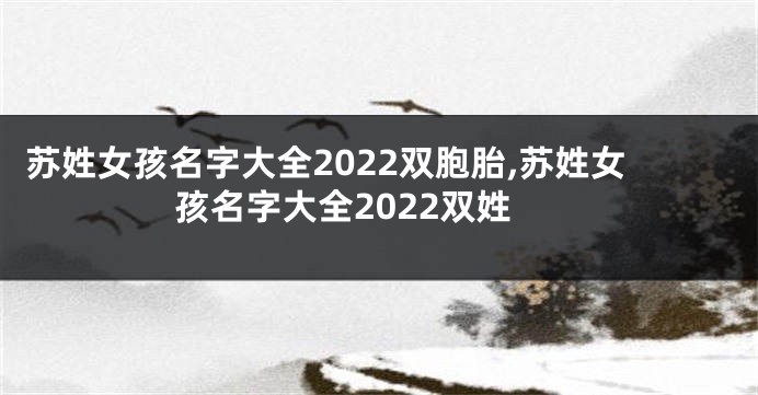 苏姓女孩名字大全2022双胞胎,苏姓女孩名字大全2022双姓