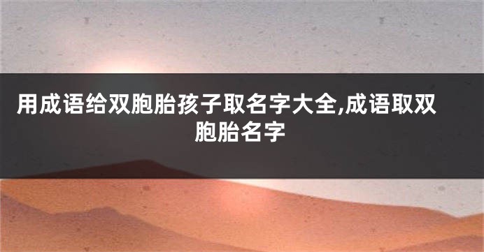 用成语给双胞胎孩子取名字大全,成语取双胞胎名字