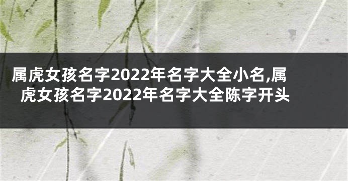 属虎女孩名字2022年名字大全小名,属虎女孩名字2022年名字大全陈字开头