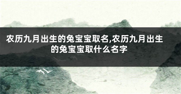 农历九月出生的兔宝宝取名,农历九月出生的兔宝宝取什么名字