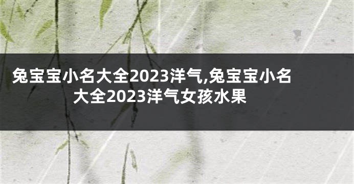 兔宝宝小名大全2023洋气,兔宝宝小名大全2023洋气女孩水果