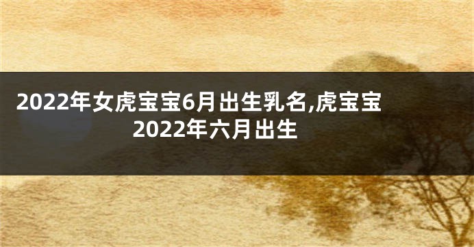 2022年女虎宝宝6月出生乳名,虎宝宝2022年六月出生