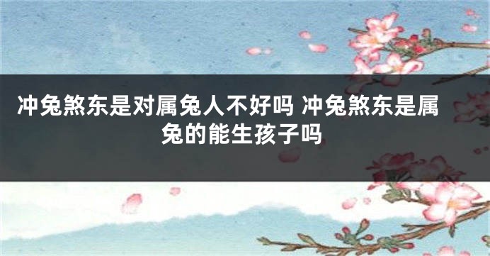 冲兔煞东是对属兔人不好吗 冲兔煞东是属兔的能生孩子吗
