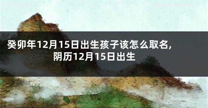 癸卯年12月15日出生孩子该怎么取名,阴历12月15日出生
