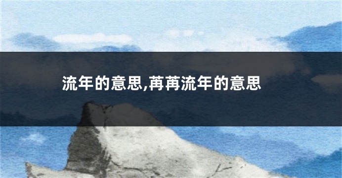 流年的意思,苒苒流年的意思