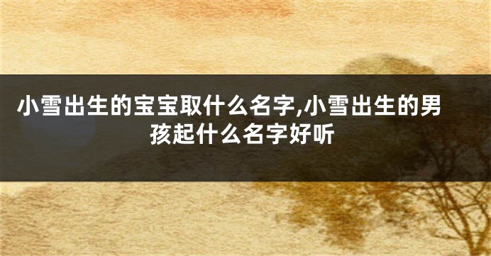 小雪出生的宝宝取什么名字,小雪出生的男孩起什么名字好听