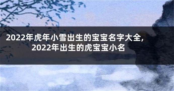 2022年虎年小雪出生的宝宝名字大全,2022年出生的虎宝宝小名