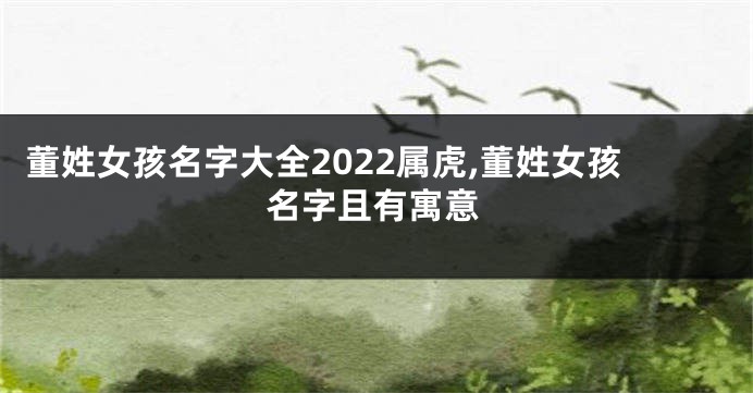 董姓女孩名字大全2022属虎,董姓女孩名字且有寓意