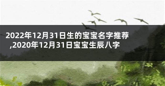 2022年12月31日生的宝宝名字推荐,2020年12月31日宝宝生辰八字