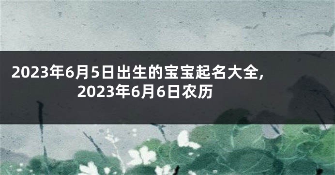 2023年6月5日出生的宝宝起名大全,2023年6月6日农历