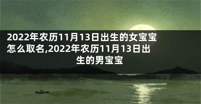 2022年农历11月13日出生的女宝宝怎么取名,2022年农历11月13日出生的男宝宝