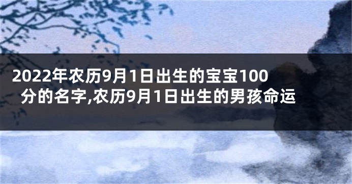 2022年农历9月1日出生的宝宝100分的名字,农历9月1日出生的男孩命运