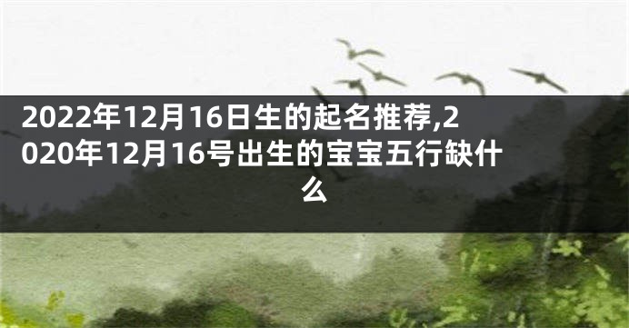 2022年12月16日生的起名推荐,2020年12月16号出生的宝宝五行缺什么