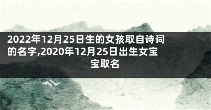 2022年12月25日生的女孩取自诗词的名字,2020年12月25日出生女宝宝取名