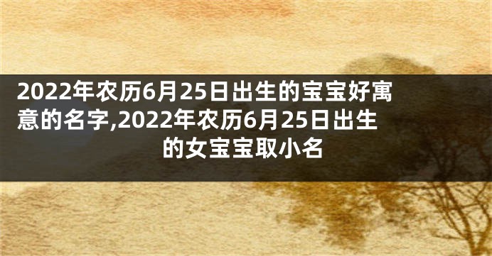 2022年农历6月25日出生的宝宝好寓意的名字,2022年农历6月25日出生的女宝宝取小名