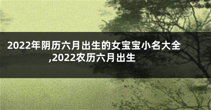 2022年阴历六月出生的女宝宝小名大全,2022农历六月出生