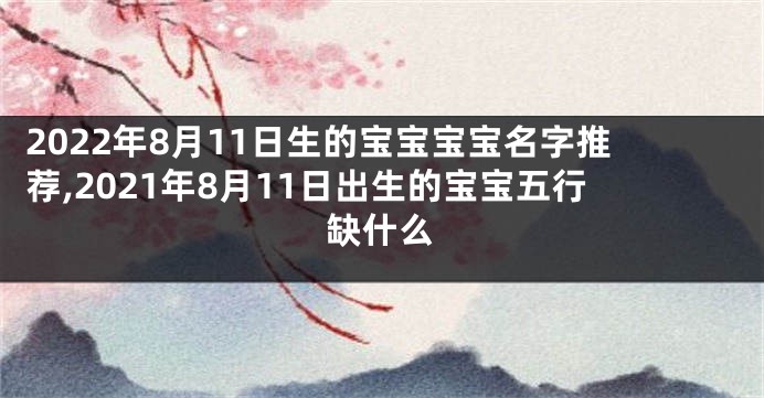 2022年8月11日生的宝宝宝宝名字推荐,2021年8月11日出生的宝宝五行缺什么